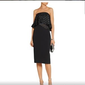 Cushnie Et Ochs - Black Strapless Dress W/ Polka Dot Flounce Top Sz 0